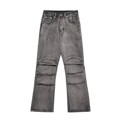 Grey River Wash 3D Knee Patch Flare Leg Denim