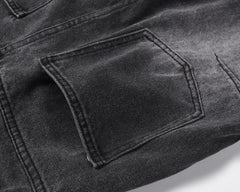 Black Worn In Wash 3D Dart Loose Fit Wide Leg Denim