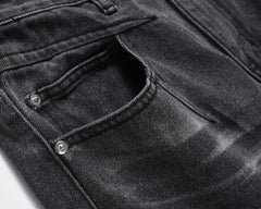 Black Worn In Wash 3D Dart Loose Fit Wide Leg Denim