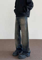 Indigo Rust Worn In Washed Wide Leg Denim