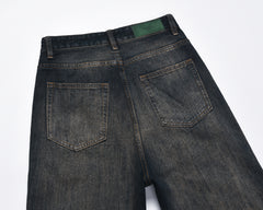 Indigo Rust Worn In Washed Wide Leg Denim