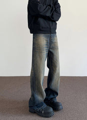 Indigo Rust Worn In Washed Wide Leg Denim