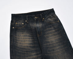 Indigo Rust Worn In Washed Wide Leg Denim