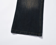 Indigo Rust Worn In Washed Wide Leg Denim