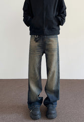 Indigo Rust Worn In Washed Wide Leg Denim