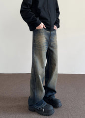 Indigo Rust Worn In Washed Wide Leg Denim