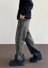 Indigo Rust Worn In Washed Wide Leg Denim