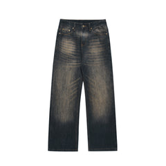 Indigo Rust Worn In Washed Wide Leg Denim