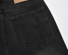 Smoke Grey Worn In Wash Flare Leg Denim