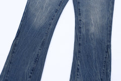 Blue Gradient Rinse Wash Loose Fit Flare Leg Denim