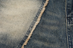 Blue Rinse-Dyed Raw Thread Split Seam Straight Leg Denim