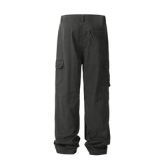Dark Grey D-Ring Multi Flap Pocket Knee Gusset Baggy Pants