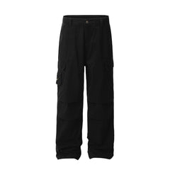 Black D-Ring Multi Flap Pocket Knee Gusset Baggy Pants