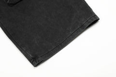 Black Faded Worn In Wash Multi-Pocket Cargo Twill Pants
