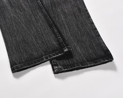 Black Stone Worn In Wash Flare Leg Denim