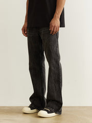 Black Stone Worn In Wash Flare Leg Denim