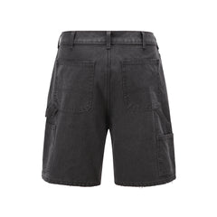 Black Faded Wash Carpenter Twill Shorts