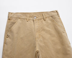 Khaki Faded Wash Carpenter Twill Shorts