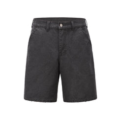 Black Faded Wash Carpenter Twill Shorts