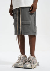 Grey Multi Velcro Flap & Zip Cozy Sweatpant Shorts