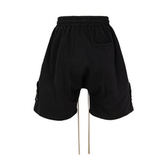 Black Multi Velcro Flap & Zip Cozy Sweatpant Shorts
