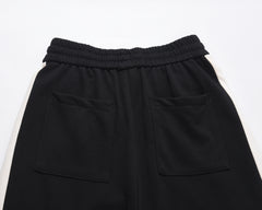 Black & White Side Stripe Zip & Snap Sweatpant Shorts