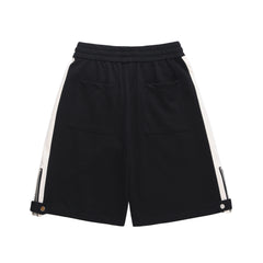 Black & White Side Stripe Zip & Snap Sweatpant Shorts