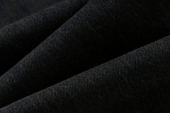 Black Heavy Distressed Wash Flare Leg Denim