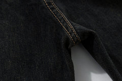 Black Heavy Distressed Wash Flare Leg Denim