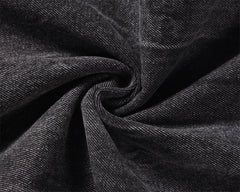 Dark Grey Heavy Worn In Wash Ripped Hem Stacked Straight Leg Denim