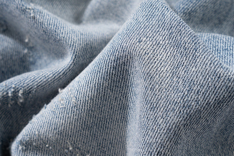 Light Blue Worn In Wash Destroyed Stacked Straight Leg Denim