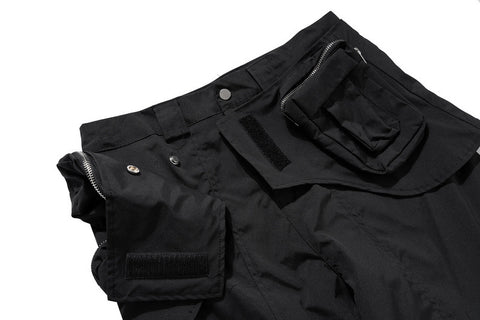 Black Detachable Leg Multi-Pocket Utility Belt Flare Leg Pants