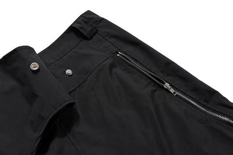 Black Detachable Leg Multi-Pocket Utility Belt Flare Leg Pants