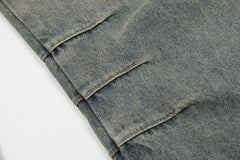 Light Blue Degrade Loose Fit Dual Cargo Denim