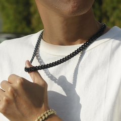 10mm Miami Cuban Link Chain Black Gold Plated