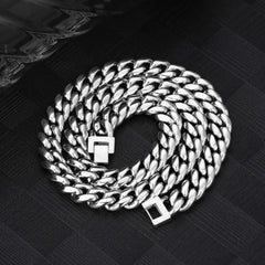 12mm Miami Cuban Link Chain White Gold Plated