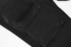 Black Diagonal Zip & Cargo Pocket Flare Leg Sweatpants