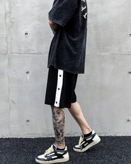 Black Drawstring Front Tear-Away Knit Shorts
