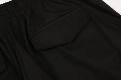 Black Drawstring Tape & Side Zip Pocket Shorts