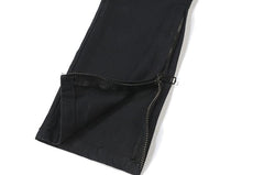 Black Drawstring Zip Twill Pants