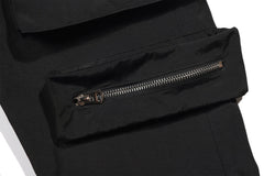 Black Dual Pocket Zip Cargo Twill Pants