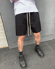 Black Extra Long Drawstring Knit Shorts