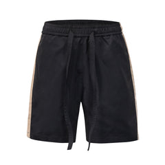 Black & Gold Drawstring Tape Side Stripe Shorts