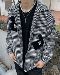 Black Houndstooth Embroidered Club Jacket