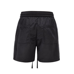 Black Micro-Suede Side Stripe Shorts