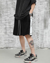 Black Micro-Suede Tear-Away Side Stripe Basketball Shorts