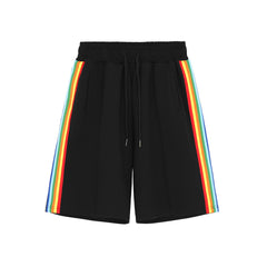 Black Multi-Color Side Stripe Basketball Shorts