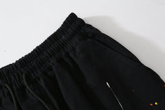 Black Paint Splash Cargo Twill Shorts