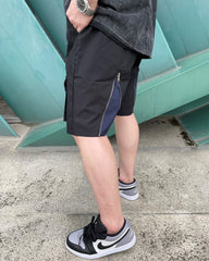 Black Rear Leg Zip Front Cargo Shorts