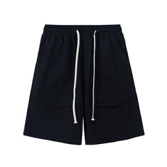 Black Rear Leg Zip Front Cargo Shorts